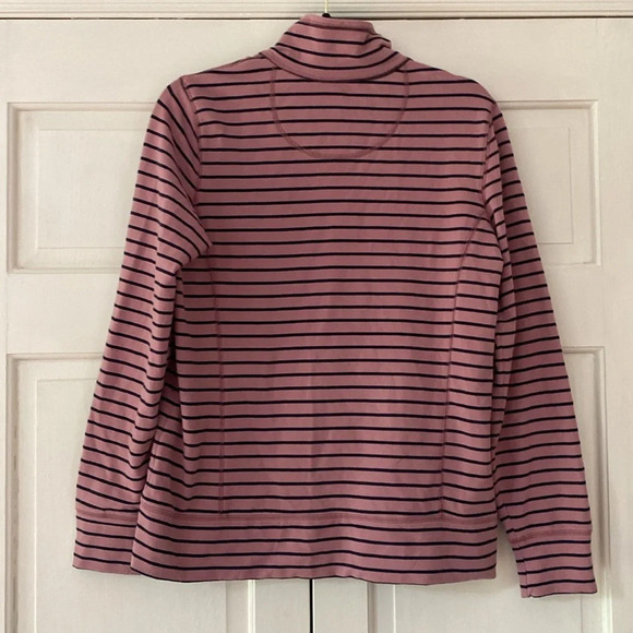 LL Bean Women's Ultrasoft Sweatshirt‎ Full-Zip Mock-Neck Jacket Orchid Stripe - Picture 7 of 9